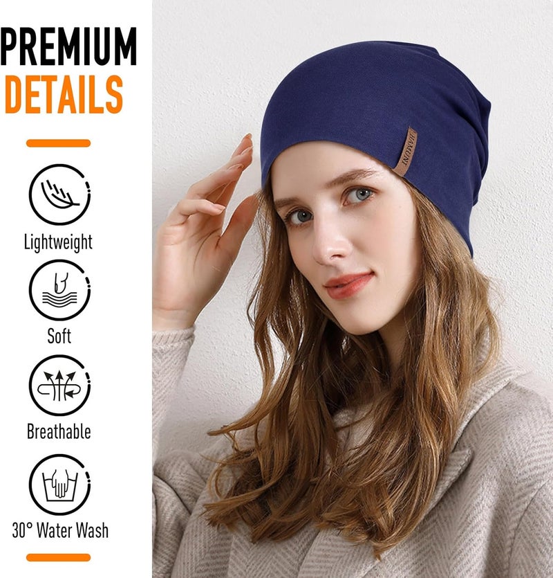 HAMUNI Slouchy Beanie for Women Cotton Beanies Hats Men Lightweight Soft Chemo Headwear Warm Skull Cap for All Seasons - Image 2